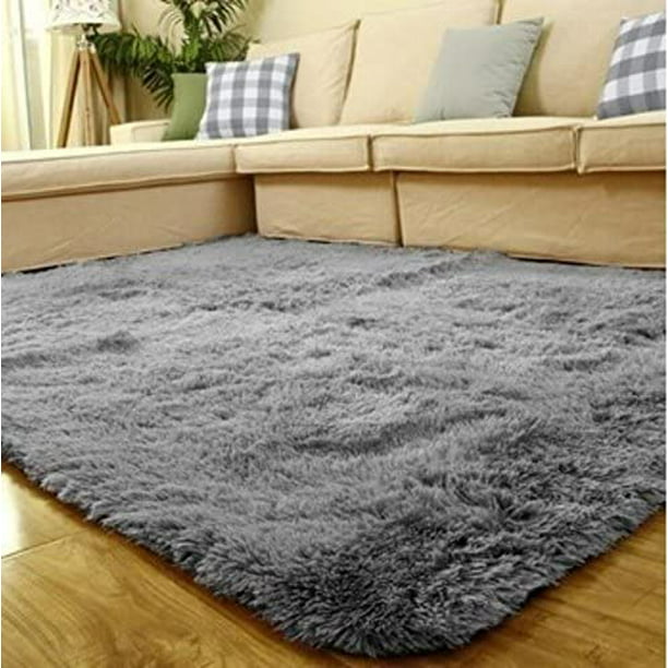 Super Soft Fluff Rug for Living Room Carpet for Bedroom Home Decor Kids Play Room Nursery Rug 3 Feet x 5.3 Feet, Grey Color&Geometry Morden Soft Area Rugs 